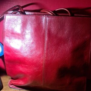 Elegant Red Leather Tote Bag